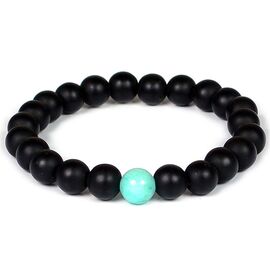 Black Onyx with Amazonite Single Stone Combination 8 mm Round Bead Bracelet by tarotyoga.in