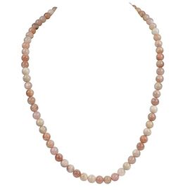 Natural Peach Moonstone 6mm Round Bead Necklace by tarotyoga.in