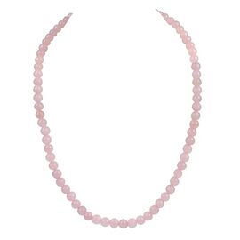 Natural Rose Quartz 6mm Round Bead Necklace by tarotyoga.in