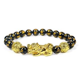 Black Obsidian Pixiu Om Mani Padme Hum Crystal Stone 8 mm Round Bead Bracelet by tarotyoga.in