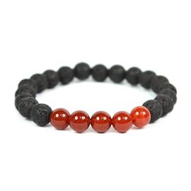 Lava with Carnelian Crystal Stone Combination 8 mm Round Bead Bracelet by tarotyoga.in