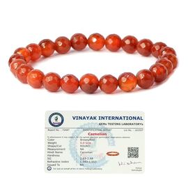 Carnelian Crystal Stone 8 mm Faceted Bead Bracelet by tarotyoga.in