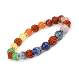 7 Chakra with Rudraksha Crystal Stone 8 mm Round Bead Bracelet by tarotyoga.in