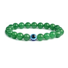 Green Aventurine with Evil Eye Crystal Stone Combination 8 mm Round Bead Bracelet by tarotyoga.in