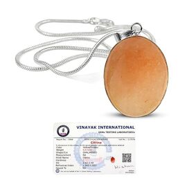 Citrine Oval Shape Crystal Stone Locket Pendant with Metal Chain by tarotyoga.in