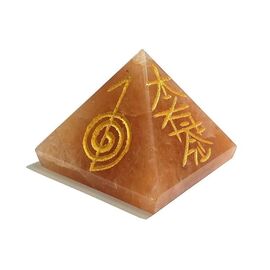 Citrine with Reiki Symbol Crystal Stone Pyramid by tarotyoga.in