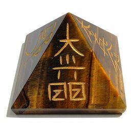 Tiger Eye with Reiki Symbol Crystal Stone Pyramid by tarotyoga.in