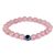 Rose Quartz with Evil Eye Crystal Stone Combination 8 mm Round Bead Bracelet by tarotyoga.in