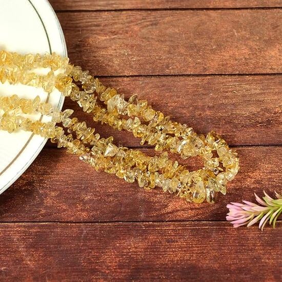 Natural Citrine Stone Chip Mala / Necklace by tarotyoga.in