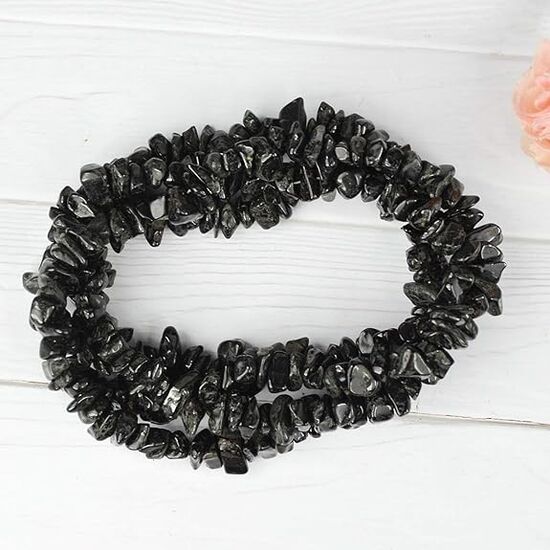 Natural Black Tourmaline Stone Chip Mala / Necklace by tarotyoga.in