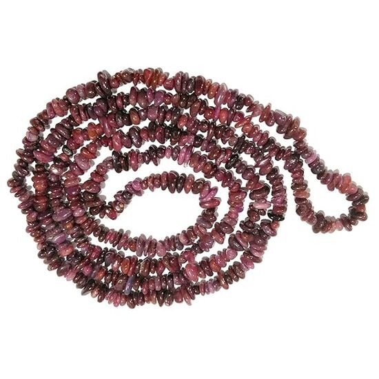 Natural Ruby Stone Chip Mala / Necklace by tarotyoga.in