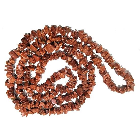 Natural Brown Goldstone Stone Chip Mala / Necklace by tarotyoga.in