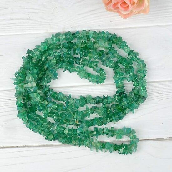 Natural Green Onyx Stone Chip Mala / Necklace by tarotyoga.in