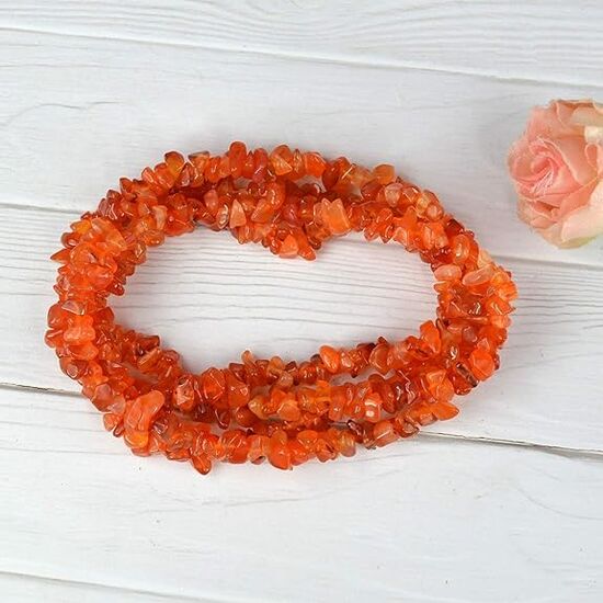 Natural Carnelian Stone Chip Mala / Necklace by tarotyoga.in