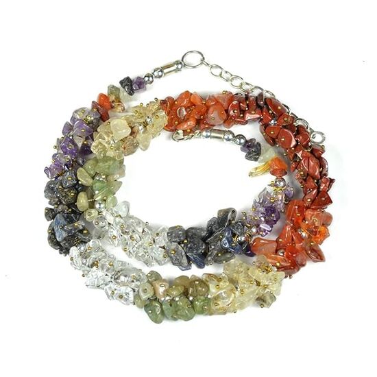 Natural 7 Chakra Stone Chip Mala/Necklace by tarotyoga.in