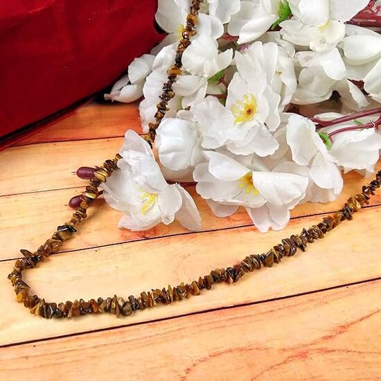 Natural Tiger Eye Stone Chip Mala / Necklace by tarotyoga.in