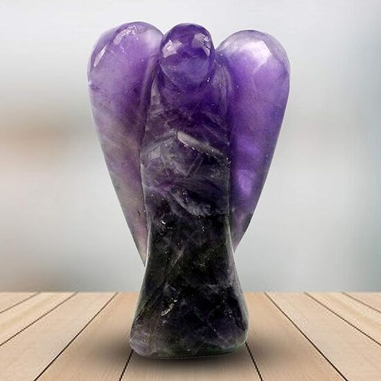 Natural Amethyst Crystal Stone Guardian Angel Figurine / Statue by tarotyoga.in