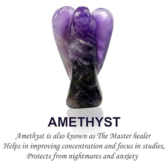 Natural Amethyst Crystal Stone Guardian Angel Figurine / Statue by tarotyoga.in