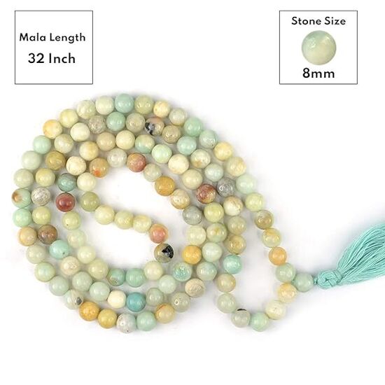 Amazonite 8 mm 108 Round Bead Mala by tarotyoga.in