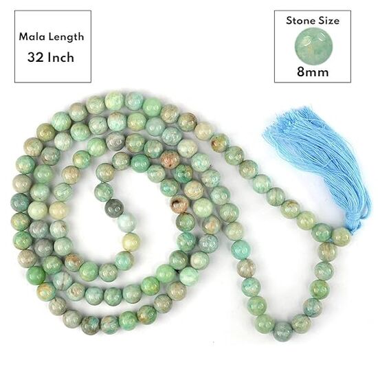 Amazonite 8 mm 108 Round Bead Mala by tarotyoga.in