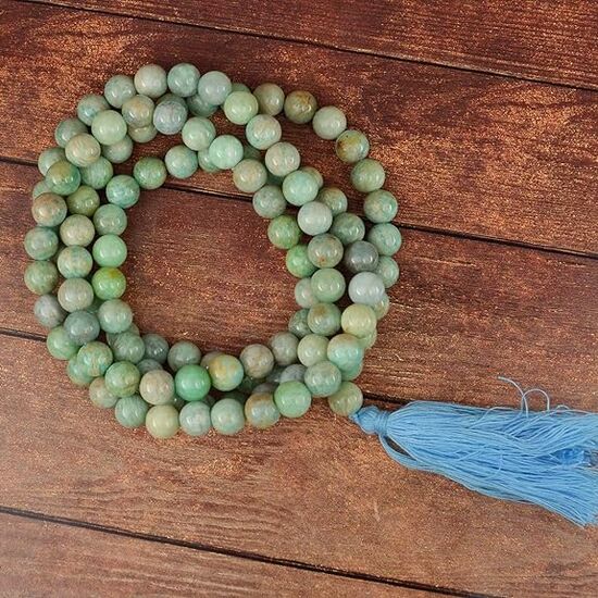 Amazonite 8 mm 108 Round Bead Mala by tarotyoga.in