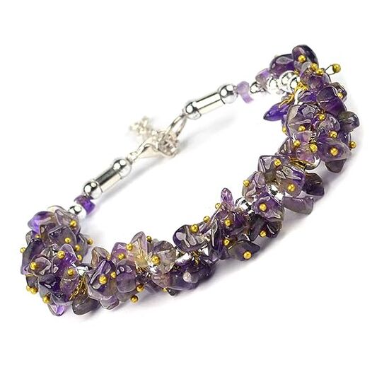 Natural Amethyst Crystal Stone Chip Bracelet by tarotyoga.in