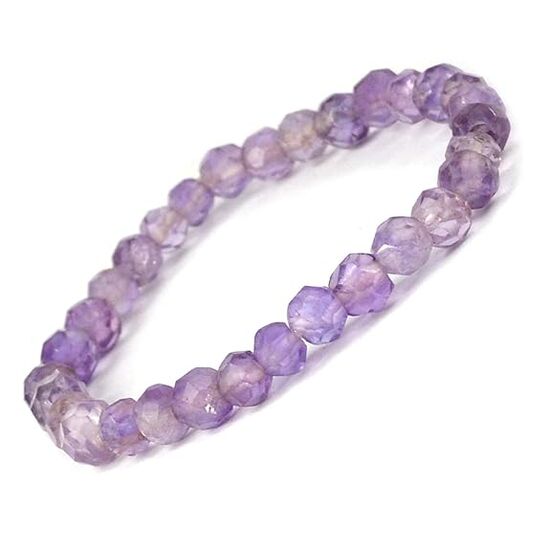 Amethyst Crystal Stone 6 mm Faceted Bead Bracelet by tarotyoga.in