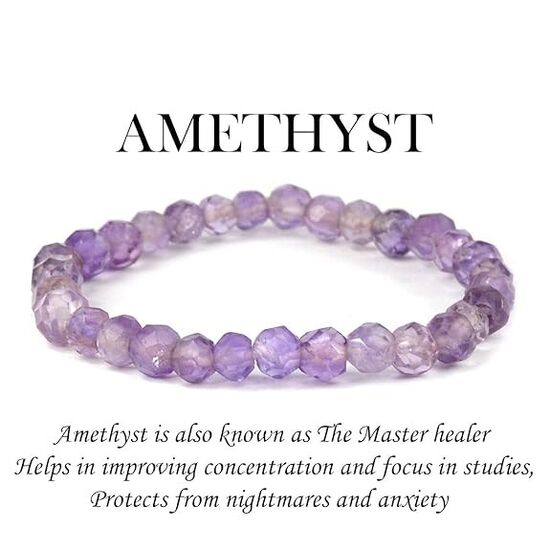 Amethyst Crystal Stone 6 mm Faceted Bead Bracelet by tarotyoga.in