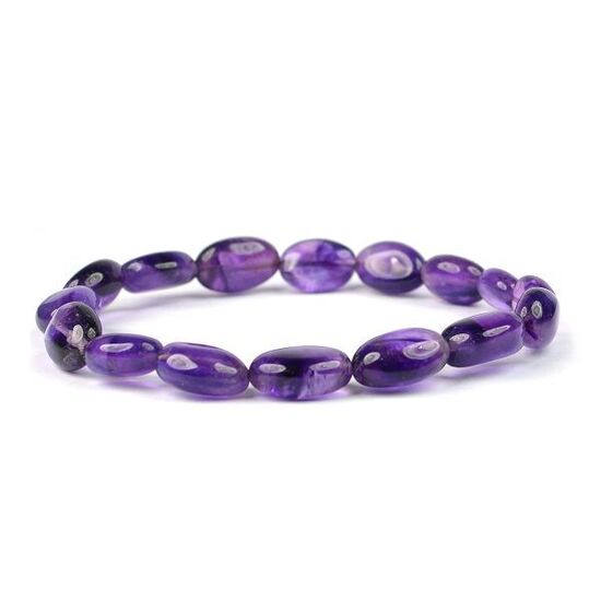 Amethyst Oval Bead Bracelet by tarotyoga.in