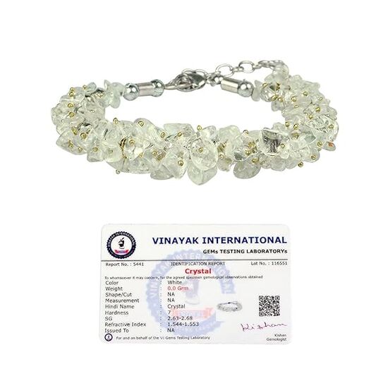 Natural Clear Quartz Crystal Stone Chip Bracelet by tarotyoga.in