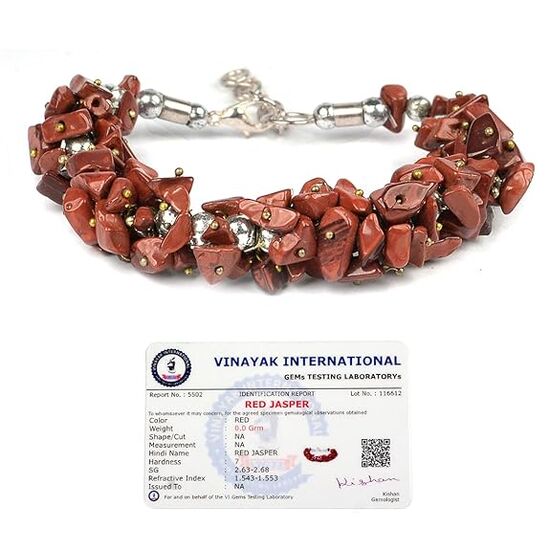 Natural Red Jasper Crystal Stone Chip Bracelet by tarotyoga.in