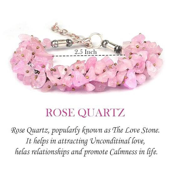 Natural Rose Quartz Crystal Stone Chip Bracelet by tarotyoga.in