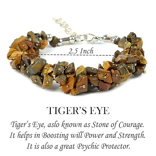 Natural Tiger Eye Crystal Stone Chip Bracelet by tarotyoga.in