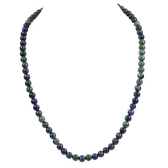 Natural Azurite 6mm Round Bead Necklace by tarotyoga.in