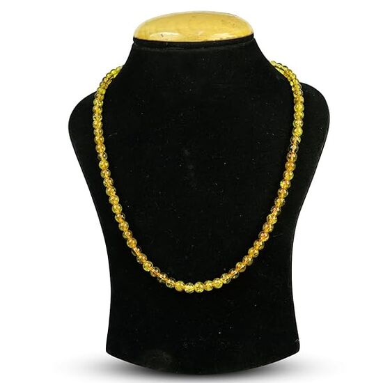 Natural Citrine 6mm Round Bead Necklace by tarotyoga.in