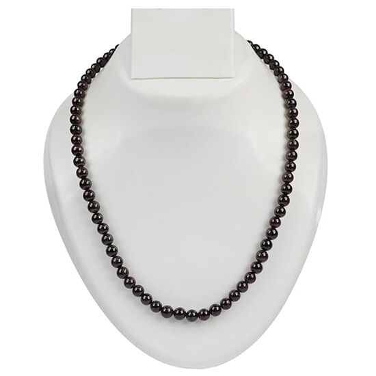 Natural Garnet 6mm Round Bead Necklace by tarotyoga.in