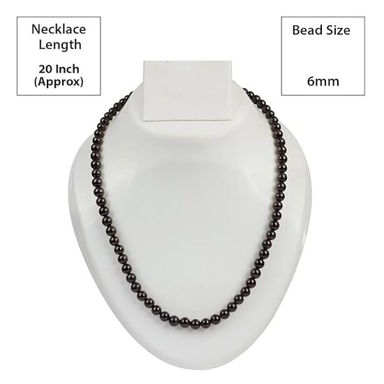 Natural Garnet 6mm Round Bead Necklace by tarotyoga.in