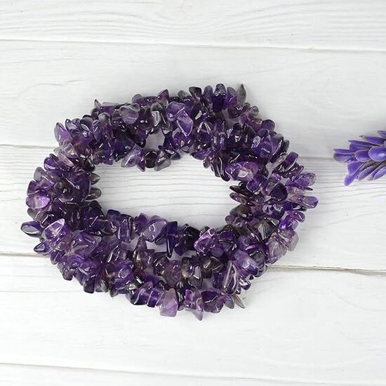 Natural Amethyst Stone Chip Mala / Necklace by tarotyoga.in