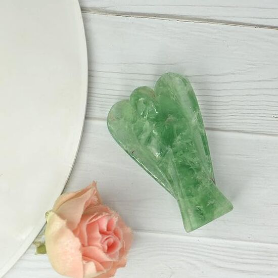 Natural Green Fluorite Crystal Stone Guardian Angel Figurine / Statue by tarotyoga.in