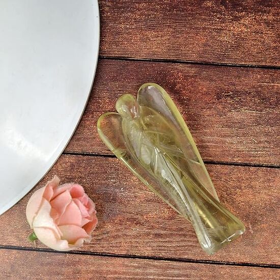 Natural Lemon Quartz Crystal Stone Guardian Angel Figurine / Statue by tarotyoga.in