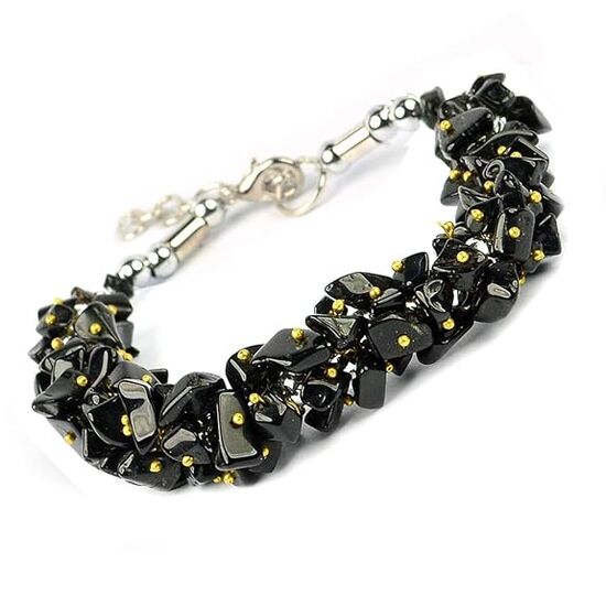 Natural Black Tourmaline Crystal Stone Chip Bracelet by tarotyoga.in