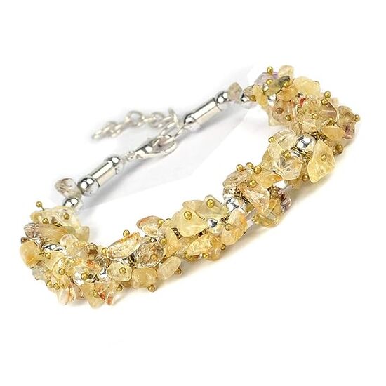 Natural Golden Quartz Crystal Stone Chip Bracelet by tarotyoga.in