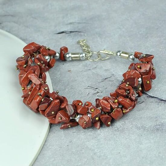 Natural Red Jasper Crystal Stone Chip Bracelet by tarotyoga.in