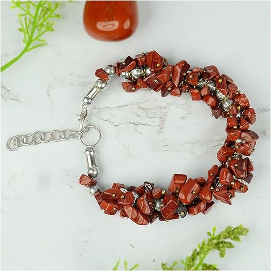 Natural Red Jasper Crystal Stone Chip Bracelet by tarotyoga.in