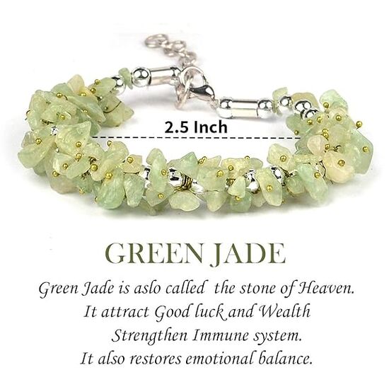 Natural Green Jade Crystal Stone Chip Bracelet by tarotyoga.in