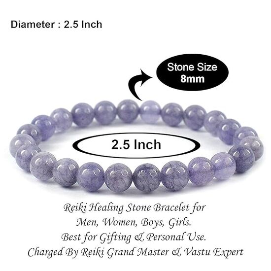 Angelite Crystal Stone 8 mm Round Bead Bracelet by tarotyoga.in