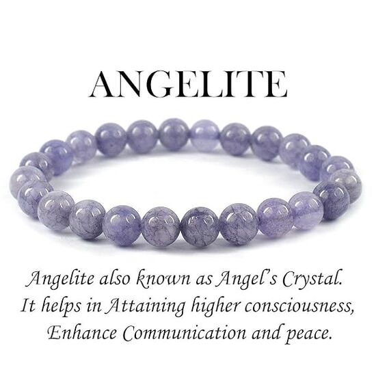 Angelite Crystal Stone 8 mm Round Bead Bracelet by tarotyoga.in