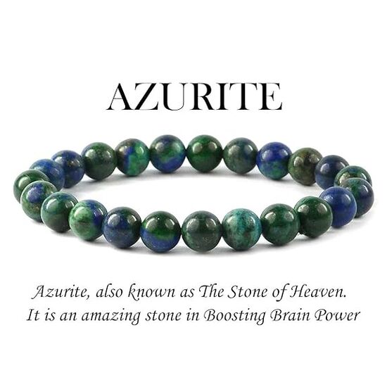 Azurite Crystal Stone 8 mm Round Bead Bracelet by tarotyoga.in