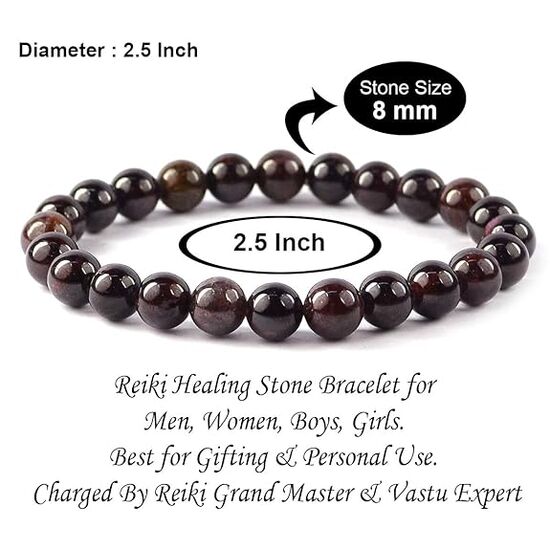 Garnet Crystal Stone 8 mm Round Bead Bracelet by tarotyoga.in