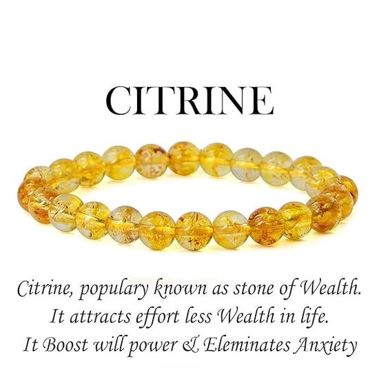 Citrine Crystal Stone 8 mm Round Bead Bracelet by tarotyoga.in